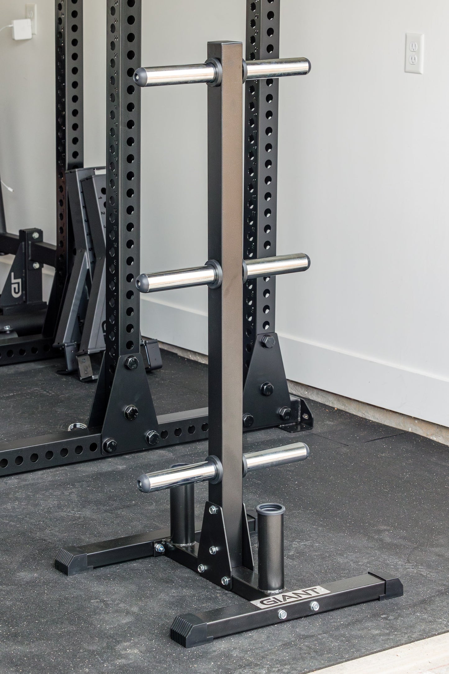 GIANT Bumper Plate Tree w/ Bar Storage