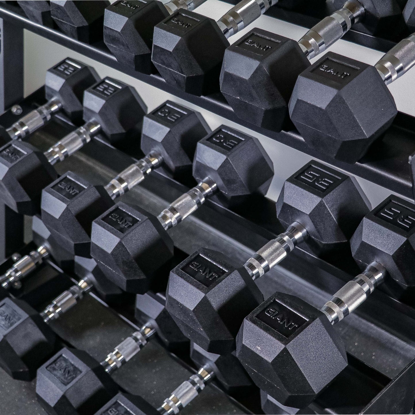 GIANT Rubber Hex Dumbbell Pairs - Ergonomic