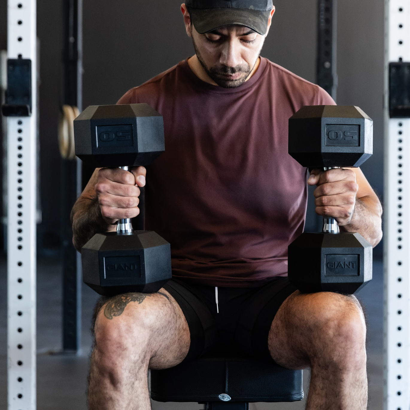 GIANT Rubber Hex Dumbbell Pairs - Ergonomic